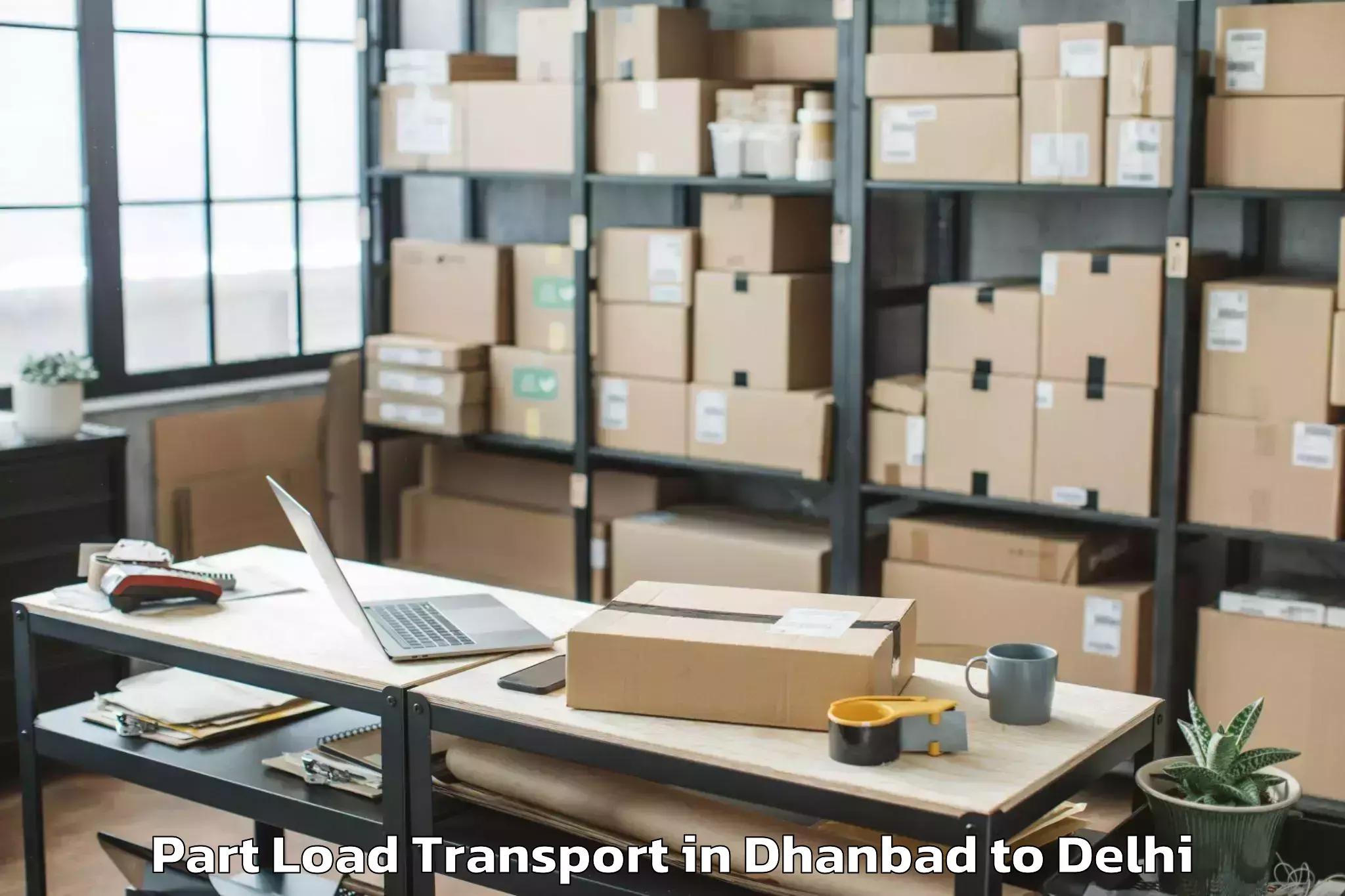 Book Dhanbad to Seema Puri Part Load Transport